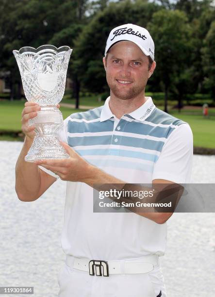 Chris Kirk poses with the trophy after winning the Viking Classic at Annandale Golf Club on July 17, 2011 in Madison, Mississippi.