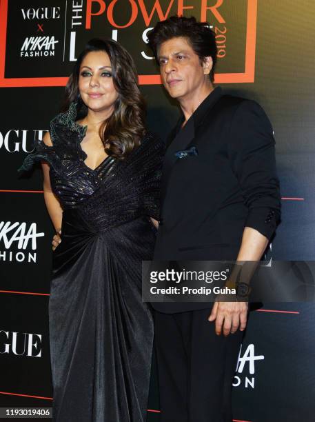 Gauri Khan and Shahrukh Khan attend the "The Powerlist" by Nykaa Fashion and Vogue India on December 09,2019 in Mumbai, India