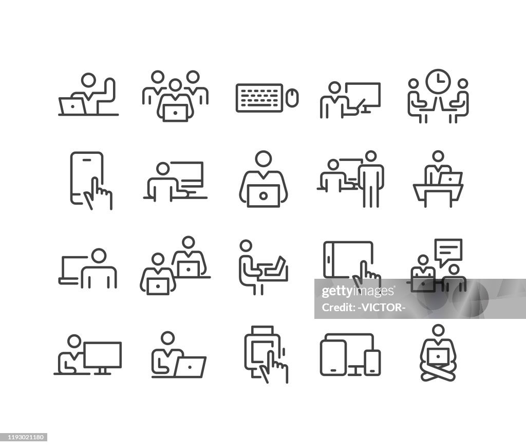 Using Computers Icons - Classic Line Series