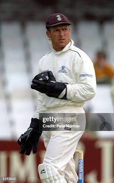 Alec Stewart wicket keeper for Surrey in action during the Cricinfo County Championship match played between Northamptonshire and Surrey. Played at...