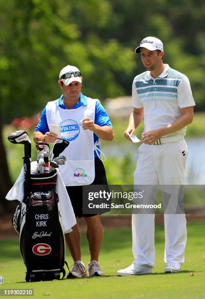 Chris Kirk waits to play a shot on the 9th hole during the final round of the Viking Classic at Annandale Golf Club on July 17, 2011 in Madison,...