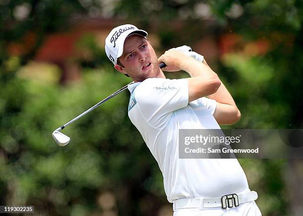 Chris Kirk hits a shot on the 8th hole during the final round of the Viking Classic at Annandale Golf Club on July 17, 2011 in Madison, Mississippi.