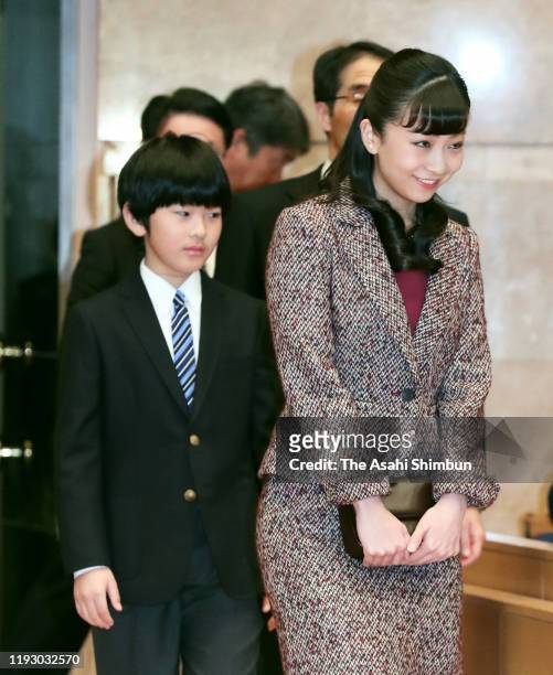 Princess Kako of Akishino and Prince Hisahito attend the Youth Speech Contest on December 8, 2019 in Tokyo, Japan.