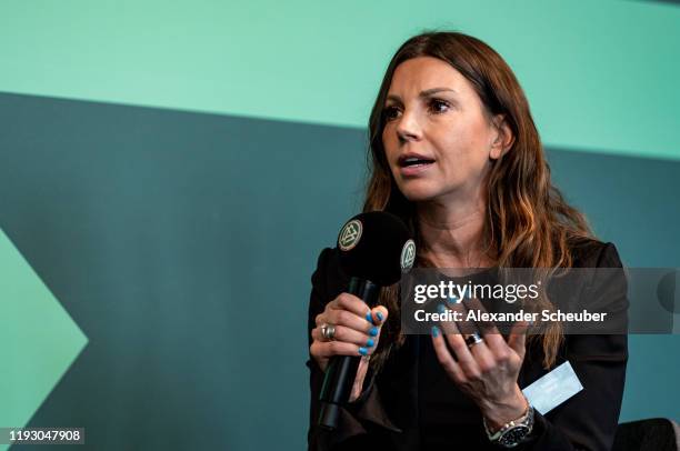 Teresa Enke is seen during the DFB Leadership Festival 2019 at Kunstverein Familie Montez on December 10, 2019 in Frankfurt am Main, Germany.