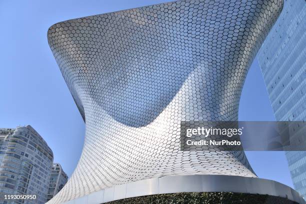 General view of the Soumaya Museum building on January 10, 2020 in Mexico City, Mexico. The Soumaya Museum is a cultural institution united in 1994...