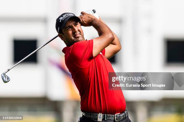 Shiv Kapur of India tees off during the third round of the Hong Kong Open at the Hong Kong Golf Club on January 11, 2020 in Hong Kong.