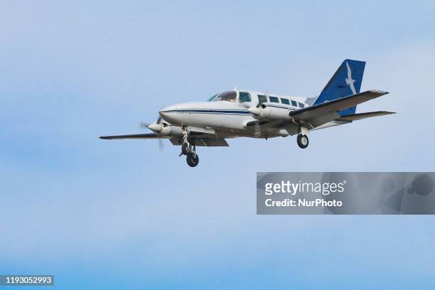 Cessna 402 light twin, piston engine aircraft operating for Cape Air - Hyannis Air Service airline as seen landing at New York John F. Kennedy...