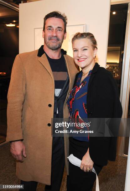 Jon Hamm and Krista Smith attend the Trigg Ison Fine Art In Association With Krista Smith And Sam Taylor-Johnson Present Darren Legallo "From...