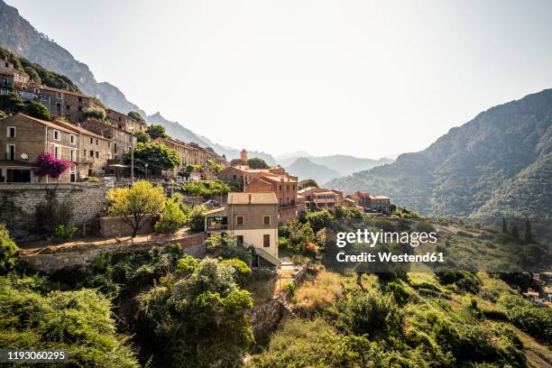 moutnain village ota, corse-du-sud, corsica, france - corse du sud fotografías e imágenes de stock