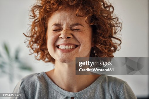 Portrait of a happy woman with closed eyes Portrait of a happy woman with closed eyes