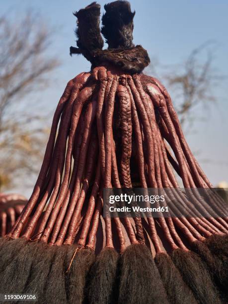 close up of a himba woman and her traditional hairstyle, opuwo, namibia - opuwo tribe stock pictures, royalty-free photos & images