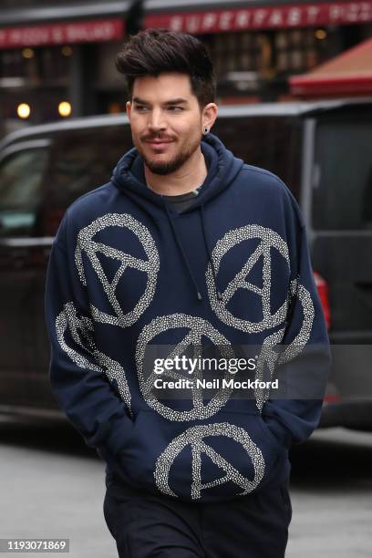 Adam Lambert arriving at Global Radio on December 10, 2019 in London, England.