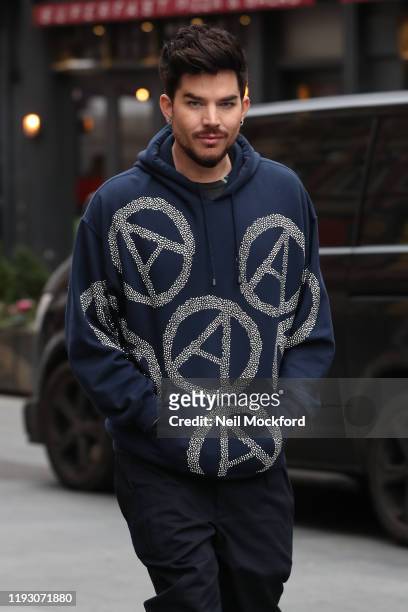 Adam Lambert arriving at Global Radio on December 10, 2019 in London, England.