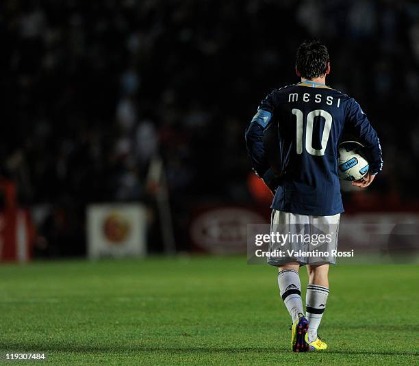 Lionel Messi, from Argentina, in action during a match between Argentina and Uruguay as part od the Quarter Fina of the Copa America 2011 at...