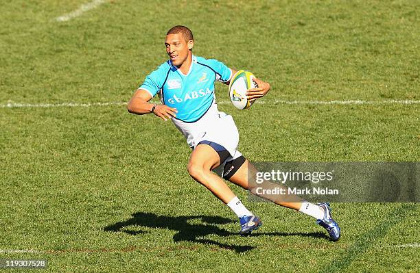 Nolan Stringer Gio Aplon of the Springboks runs during a South African Springboks ...