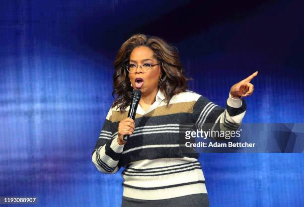 Oprah Winfrey speaks during her Oprah's 2020 Vision: Your Life in Focus Tour presented by WW at Xcel Energy Center on January 11, 2020 in St Paul,...