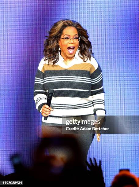 Oprah Winfrey speaks during her Oprah's 2020 Vision: Your Life in Focus Tour presented by WW at Xcel Energy Center on January 11, 2020 in St Paul,...