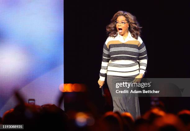 Oprah Winfrey speaks during her Oprah's 2020 Vision: Your Life in Focus Tour presented by WW at Xcel Energy Center on January 11, 2020 in St Paul,...