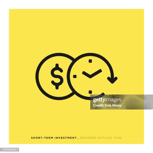 short-term investment rounded line icon - save time stock illustrations