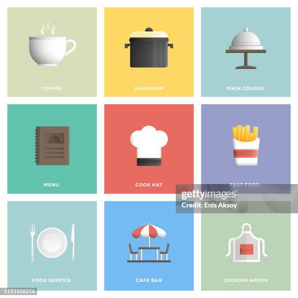 cafe icon set - broken appliance stock illustrations