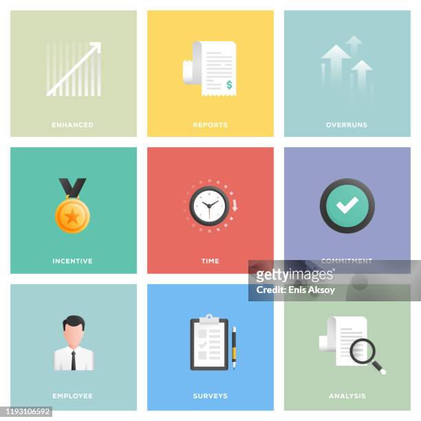 performance management icon set - employee engagement stock-grafiken, -clipart, -cartoons und -symbole