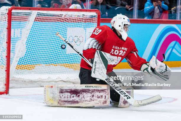 Goalkeeper Matthias Bittner concedes the shoot out winning goal during Men's Mixed NOC 3-on-3 Preliminary Round Games of the Lausanne 2020 Winter...
