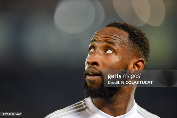 Lyon's French forward Moussa Dembele looks on during the French L1 football match between FC Girondins de Bordeaux and Olympique Lyonnais at the...