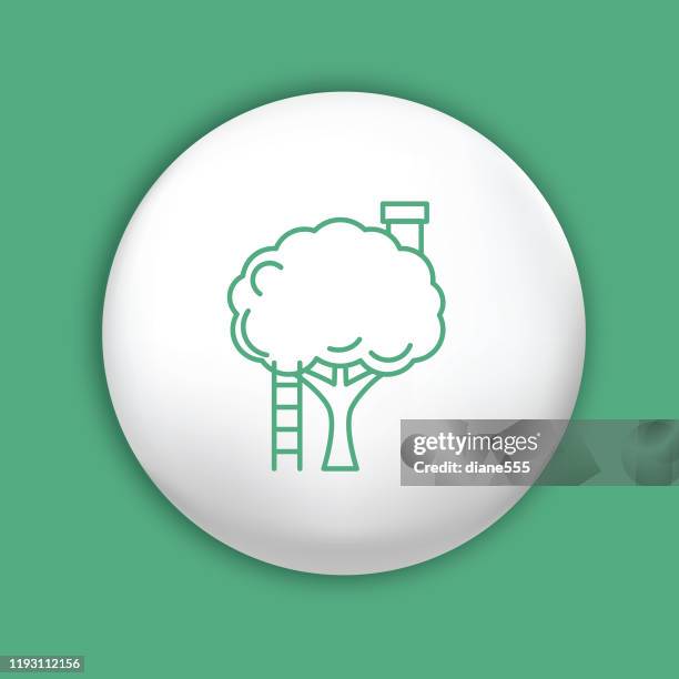 environment thin line icon - green home concept - tree house stock illustrations