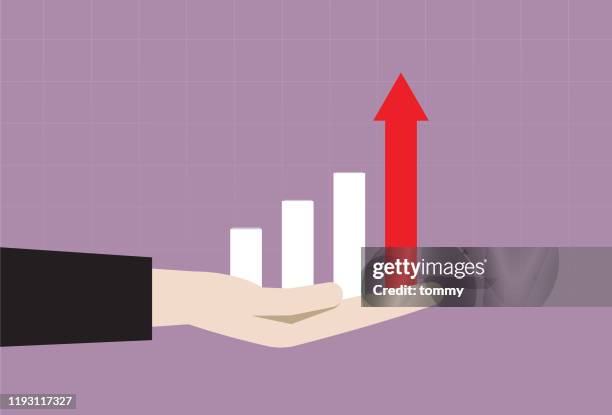 a bar graph on a business hand - trading floor stock illustrations