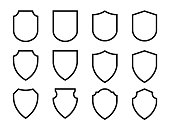 Vector Shield icon. Heraldic shields, security black labels.