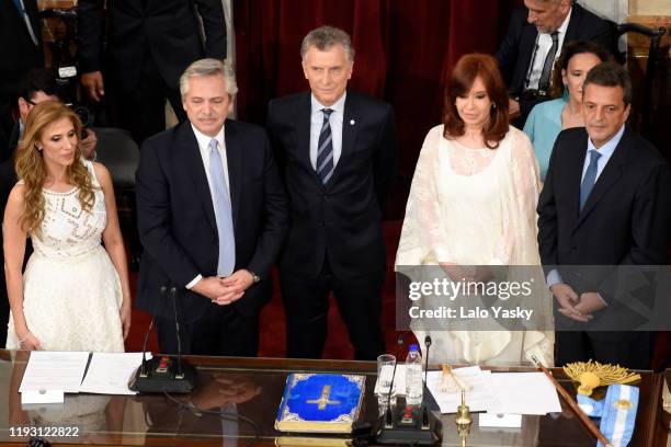 Vice-president of the Senate Claudia Ledesma, Argentina President-elect Alberto Fernandez, Outgoing President of Argentina Mauricio Macri, Argentina...