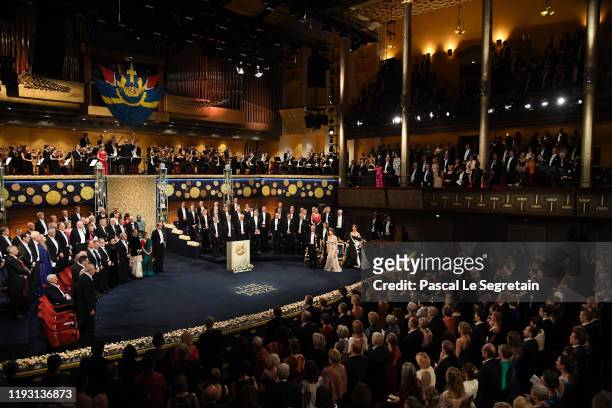 General View of the Nobel Prize Awards Ceremony at Concert Hall on December 10, 2019 in Stockholm, Sweden.