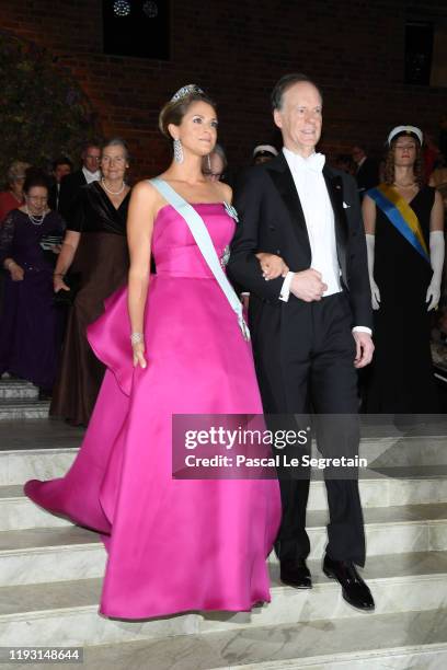 Princess Madeleine of Sweden and Professor William G. Kaelin Jr, laureate of the Nobel Prize in Medicine arrive at the Nobel Prize Banquet 2018 at...