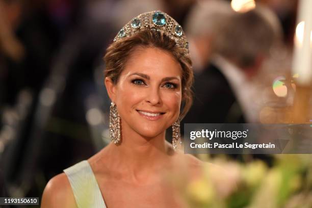 Princess Madeleine of Sweden attends the Nobel Prize Banquet 2018 at City Hall on December 10, 2019 in Stockholm, Sweden.