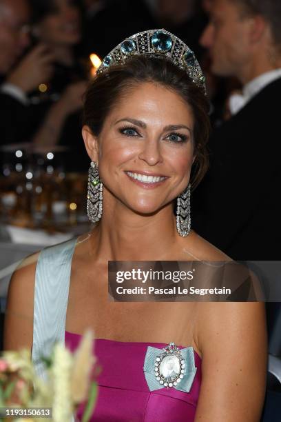 Princess Madeleine of Sweden attends the Nobel Prize Banquet 2018 at City Hall on December 10, 2019 in Stockholm, Sweden.