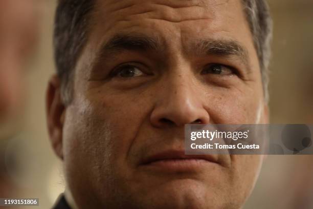 Former president of Ecuador Rafael Correa during the reception of foreign leaders at Salon Blanco of Casa Rosada Government Palace on December 10,...