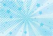 Blue and white background superhero. The background of the Book in comic style pop art. Lightning blast halftone dots. Cartoon vs. Vector Illustration