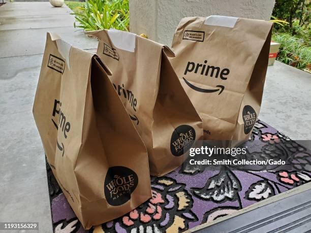 Prime Now grocery delivery from Whole Foods Market, part of the Amazon Prime service following the upscale grocery chain's acquisition by Amazon.com,...
