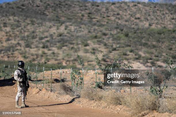 Mexican Navy soldier stands guard a guard ahead of the official visit of President of Mexico Andrés Manuel López Obrador to La Morita on January 11,...