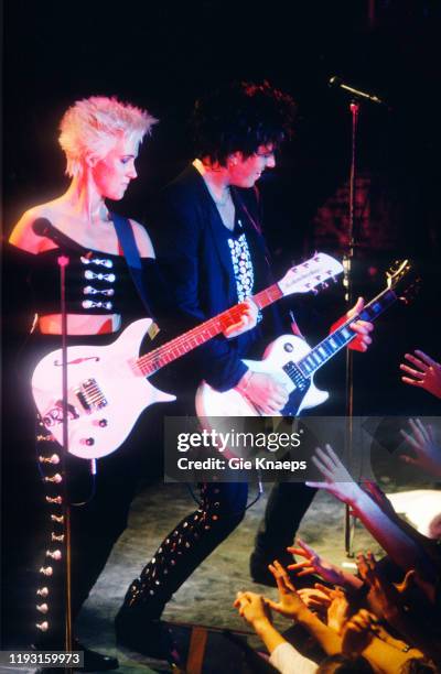 Swedish Pop group Roxette performs onstage during the Look Sharp Tour at the Ancienne Belgique concert hall, Brussels, Belgium, November 27, 1989....