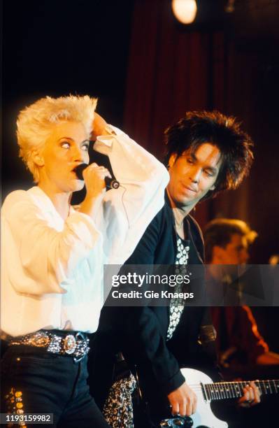 Swedish Pop group Roxette performs onstage during the Look Sharp Tour at the Ancienne Belgique concert hall, Brussels, Belgium, November 27, 1989....