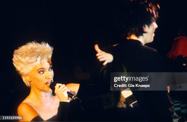 Swedish Pop vocalist Marie Fredriksson , of the group Roxette, performs onstage during the group's Look Sharp Tour at the Ancienne Belgique concert...