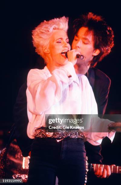 Swedish Pop group Roxette performs onstage during the Look Sharp Tour at the Ancienne Belgique concert hall, Brussels, Belgium, November 27, 1989....
