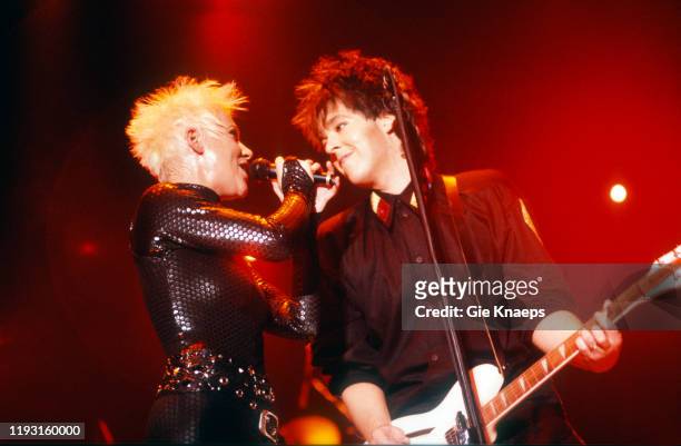 Swedish Pop group Roxette performs onstage during the Join the Joyride Tour at the Rotterdam Ahoy arena, Rotterdam, Netherlands, October 4, 1991....