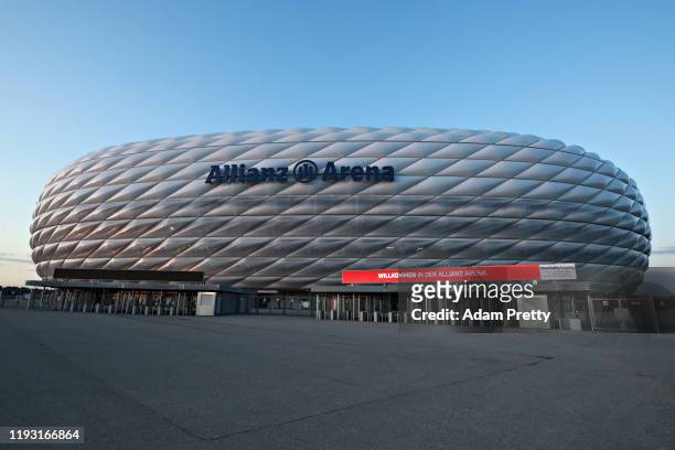 General view of the venue outside of the Allianz Arena on December 10, 2019 in Munich, Germany.