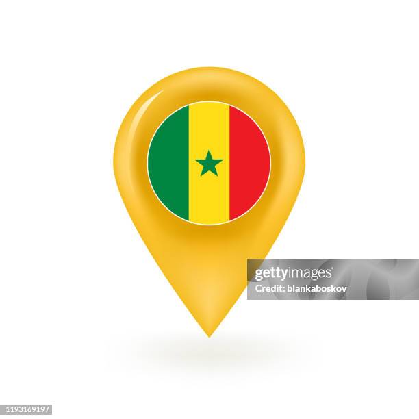 ilustrações, clipart, desenhos animados e ícones de ícone do pino do mapa da bandeira de senegal - senegal