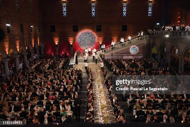 General view of the Nobel Prize Banquet 2018 at City Hall on December 10, 2019 in Stockholm, Sweden.