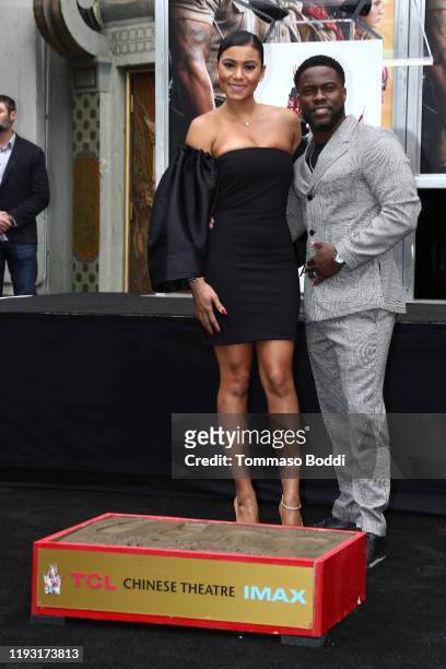 Kevin Hart and Eniko Parrish attend a Hand and Footprint ceremony honoring Kevin Hart at the TCL Chinese Theatre IMAX on December 10, 2019 in...