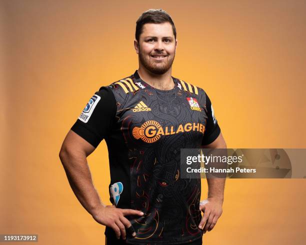 Ryan Coxon poses during the Chiefs portraits session on November 28, 2019 in Hamilton, New Zealand.