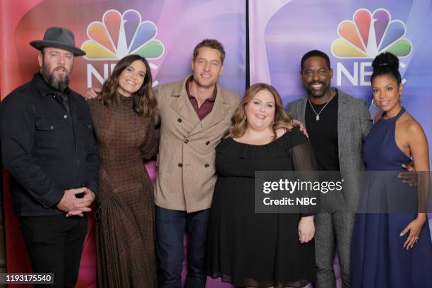 NBCUniversal Press Tour, January 11, 2020 -- Pictured: NBC' s "This Is Us" cast Chris Sullivan, Mandy Moore, Justin Hartley; Chrissy Metz, Sterling...